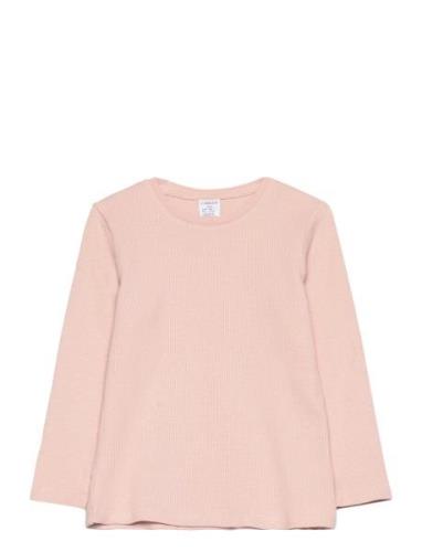 Top L S Basic Rib Tops T-shirts Long-sleeved T-Skjorte Pink Lindex