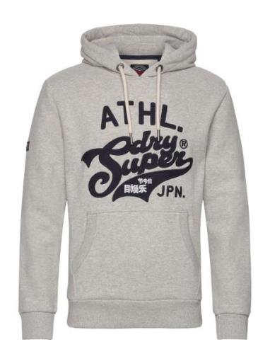 Athletic Script Graphic Hoodie Tops Sweatshirts & Hoodies Hoodies Grey...