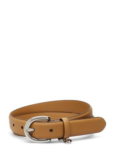 Charm Crosshatch Leather Belt Bælte Beige Lauren Ralph Lauren