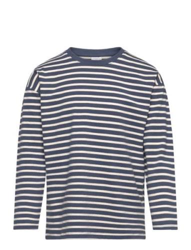 Top Ls Essentials Stripe Tops T-shirts Long-sleeved T-Skjorte Navy Lin...