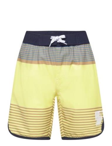 Swim Long Shorts, Striped Badeshorts Yellow Color Kids