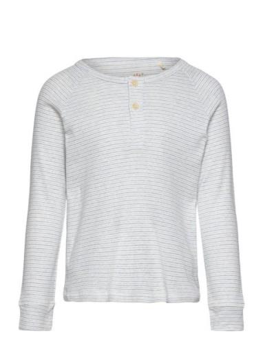 Striped Long Sleeve Grandad Tops T-shirts Long-sleeved T-Skjorte Grey ...