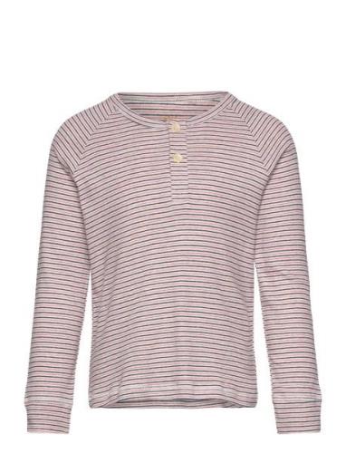 Striped Long Sleeve Grandad Tops T-shirts Long-sleeved T-Skjorte Multi...