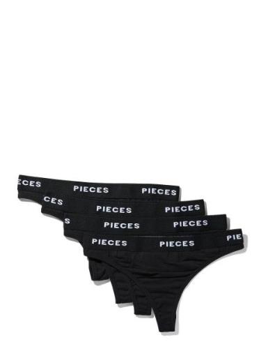 Pclogo Lady Thong 4 Pack Noos Bc G-streng Undertøj Black Pieces