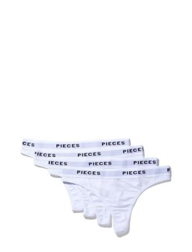 Pclogo Lady Thong 4 Pack Noos Bc G-streng Undertøj White Pieces