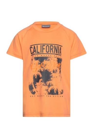 T-Shirt W. Print - S/S, Boy Tops T-Kortærmet Skjorte Orange Color Kids