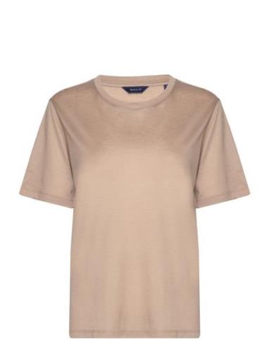 Rel Draped Ss T-Shirt Tops T-shirts & Tops Short-sleeved Beige GANT