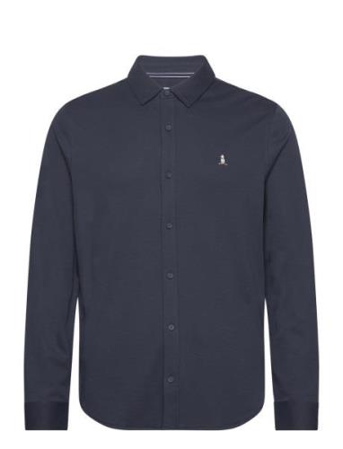 Ls Button Front Shir Tops Shirts Casual Navy Original Penguin
