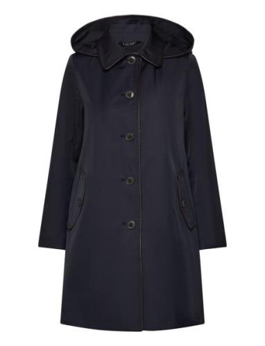 Faux-Leather-Trim Hooded Coat Outerwear Parka Coats Navy Lauren Ralph ...