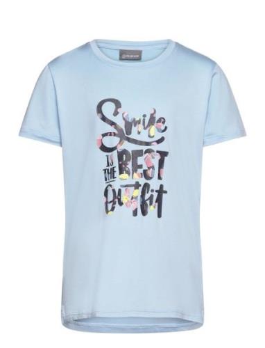 T-Shirt W. Print -S/S, Girl Tops T-Kortærmet Skjorte Blue Color Kids