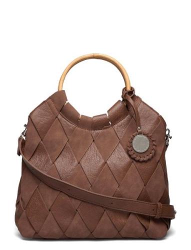 Bag, Wooden Handle Bags Crossbody Bags Brown Ulrika