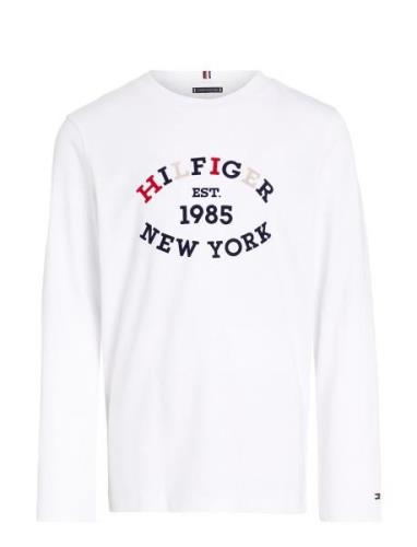 Monotype Flock Regular Tee Ls Tops T-shirts Long-sleeved T-Skjorte Whi...