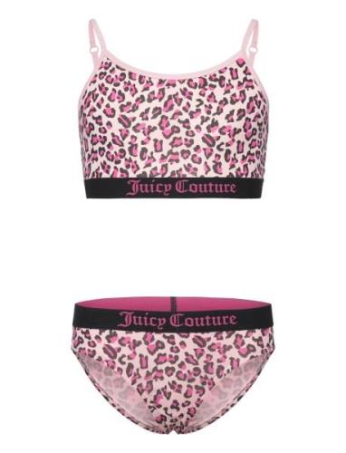 Juicy Leopard Bralette And Bikini Brief Set Hanging Undertøjssæt Pink ...