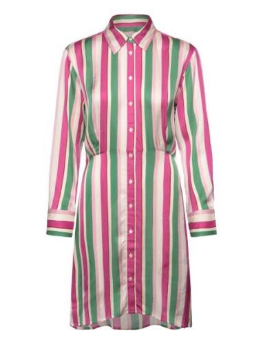 Striped Waist Shirt Dress Knælang Kjole Pink GANT