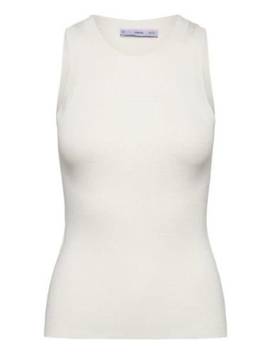 Ribbed Knit Top Tops T-shirts & Tops Sleeveless White Mango