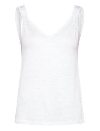 Linen Top With Knotted Straps Tops T-shirts & Tops Sleeveless White Ma...