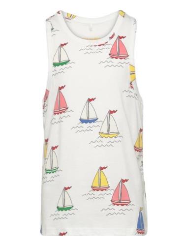 Sailing Boats Aop Tank Tops T-shirts Sleeveless White Mini Rodini