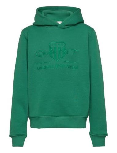 Tonal Shield Hoodie Tops Sweatshirts & Hoodies Hoodies Green GANT