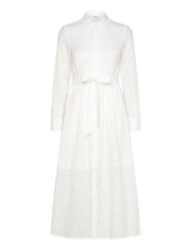 Michele Broderie Anglaise Dress Knælang Kjole White Bubbleroom