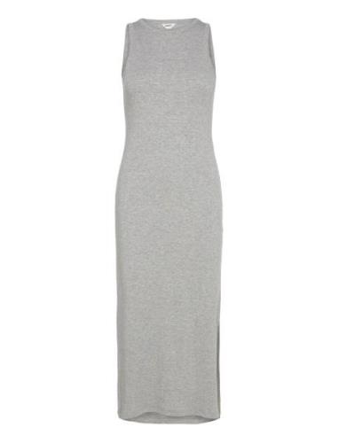 Objjamie S/L Long Dress Noos Knælang Kjole Grey Object