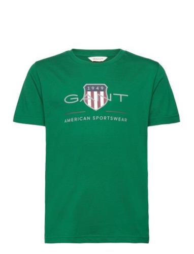 Archive Shield Ss T-Shirt Tops T-Kortærmet Skjorte Green GANT