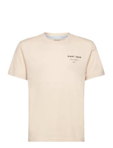 Graphic Script Relaxed T-Shirt Tops T-Kortærmet Skjorte Beige GANT