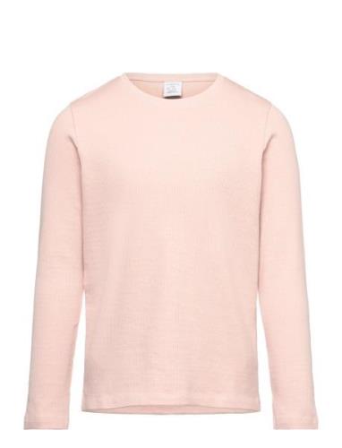 Top L S Basic Rib Tops T-shirts Long-sleeved T-Skjorte Pink Lindex