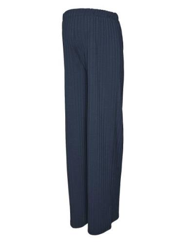 Mllucy Wide Rib Jrs Pants Hw Bottoms Trousers Wide Leg Navy Mamaliciou...