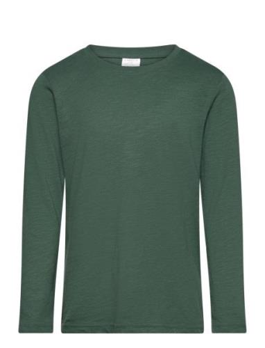 Top L S Slub Basic Tops T-shirts Long-sleeved T-Skjorte Green Lindex