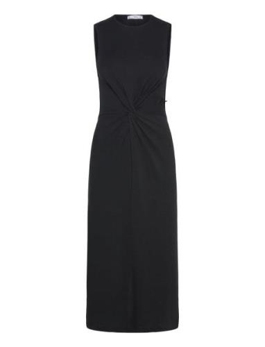 Midi-Dress With Draped Detail Knælang Kjole Black Mango