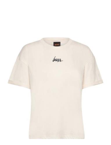 C_Evi_1 Tops T-shirts & Tops Short-sleeved Cream BOSS