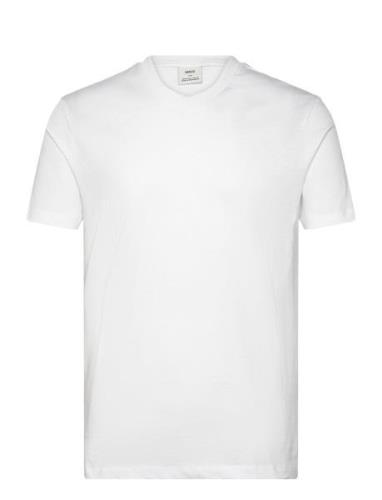 Slim-Fit Cotton V-Neck T-Shirt Tops T-Kortærmet Skjorte White Mango