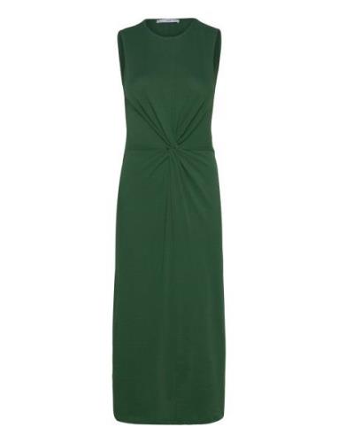 Midi-Dress With Draped Detail Knælang Kjole Green Mango