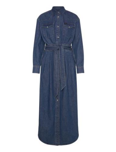 Belted Western Dress Knælang Kjole Blue Lee Jeans