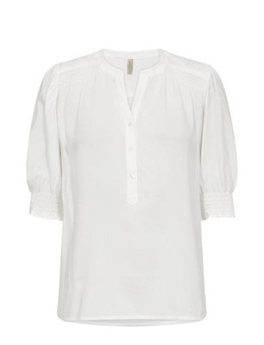 Sc-Radia Tops Blouses Short-sleeved White Soyaconcept