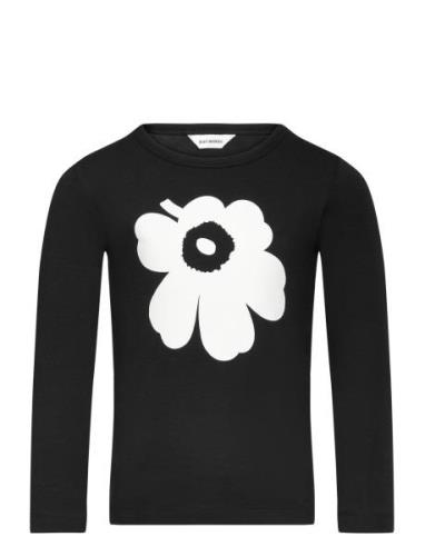 Yksi Unikko Placement Ii Tops T-shirts Long-sleeved T-Skjorte Black Ma...