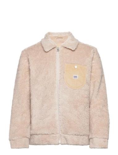 91B Sherpa Jacket Tops Sweatshirts & Hoodies Fleeces & Midlayers Beige...