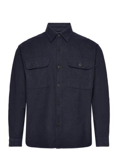 Slhloosemason-Twill Overshirt Ls Noos Tops Overshirts Navy Selected Ho...