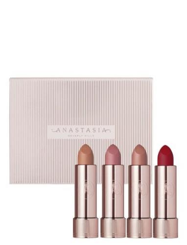 Deluxe Matte Lipstick Set - Peachy Nude, Hush Rose, Blush Brown & Roya...