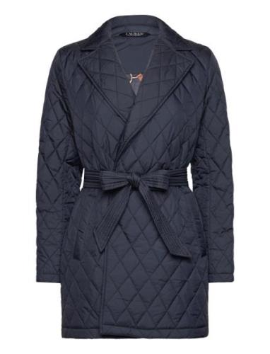 Diamond-Quilted Wrap Coat Quiltet Jakke Navy Lauren Ralph Lauren