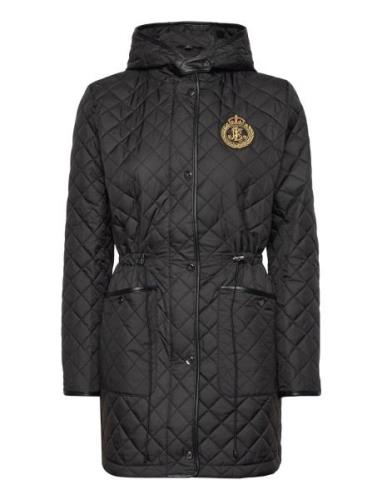 Crest-Patch Diamond-Quilted Hooded Coat Quiltet Jakke Black Lauren Ral...