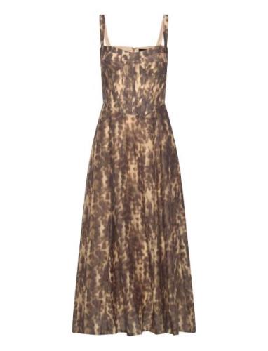 Lilah Corset Midi Dress Knælang Kjole Brown Bardot