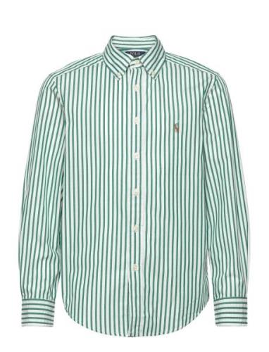 Striped Cotton Poplin Shirt Tops Shirts Long-sleeved Shirts Green Ralp...