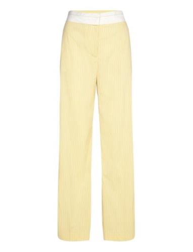 Sgbibbi, 2119 Poplin Lurex Bottoms Trousers Straight Leg Yellow STINE ...