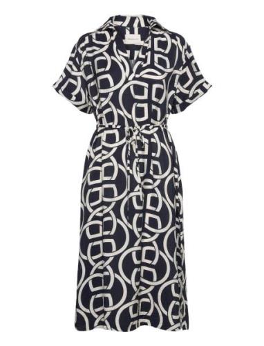 Rel Monogram Print Ss Caftan Knælang Kjole Navy GANT