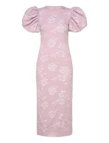 Jacquard Midi Dress Knælang Kjole Pink ROTATE Birger Christensen