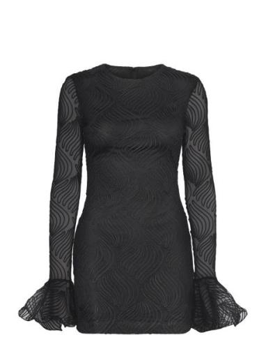 Shiny Mini Flounce Dress Kort Kjole Black ROTATE Birger Christensen