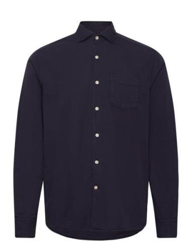 Reg Fit Wide Spread C Gd Twill Tops Shirts Casual Navy Oscar Jacobson