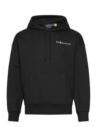 Relaxed Fit Logo Fleece Hoodie Tops Sweatshirts & Hoodies Hoodies Blac...