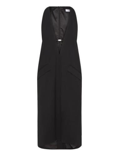 Tailored Wool V-Neck Dress Knælang Kjole Black Filippa K